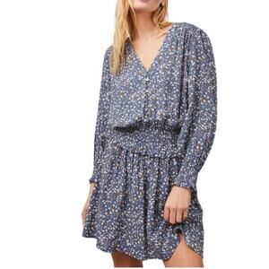 Rails Zana Blue Ditsy Floral Long Sleeve Mini Dress Size M NWT Boho